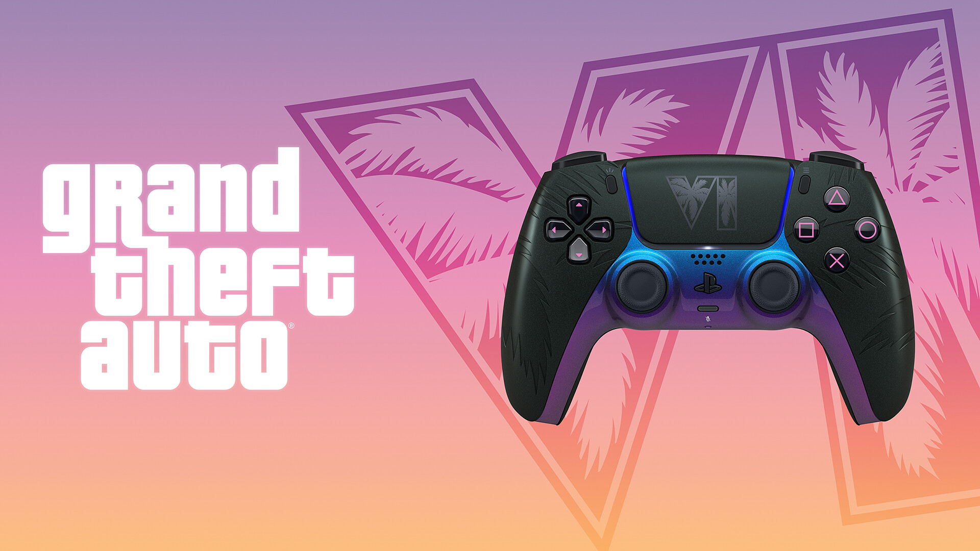 GTA 6 DualSense Black Limited Editionコントローラー、正面ビュー