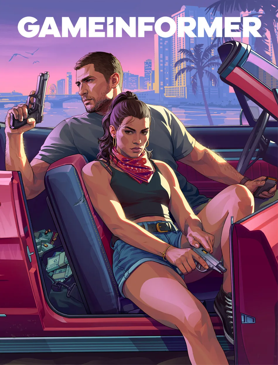 Couverture de Game Informer Issue 382, avec l'illustration originale de Jason Duval et Lucia Caminos réalisée par Rockstar Games