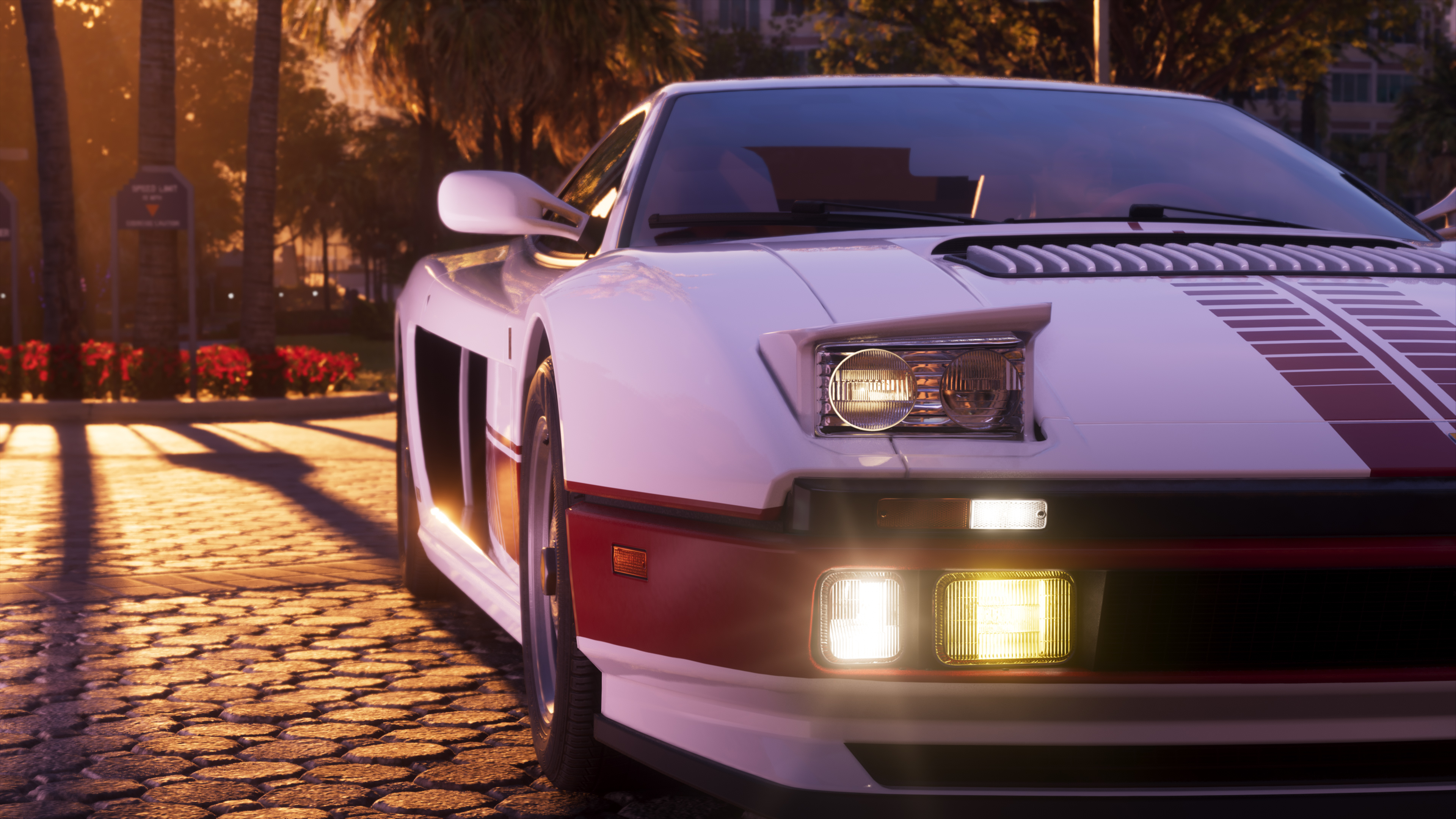 '95 Grotti Cheetah side profile, white and red retro livery, GTA VI Ultimate Edition